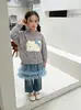 Suéter Infantil KT 2026 Outono/Inverno Top Tricô Coreano para Meninas com Babado para Usar com Jeans, Roupa Infantil da Moda