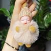 Nuevo llavero de peluche con colgante de muñeco de peluche de conejo perezoso de imitación, joyería bonita hecha a mano en stock, cabello rápido