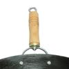 Mango para wok de hierro Luchuan, mango para wok, accesorio para olla, mango antiescaldamiento, mango redondo de madera maciza con 2 agujeros, 7 cm