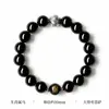 Pulsera de Obsidiana Negra Natural para Mujer con Cuentas de Mantra de Seis Caracteres, Pulsera de Pareja, Regalo de San Valentín para Hombres