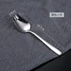 Colher criativa redonda para casa, fofa, com cabo curto, pequena, redonda, aço inoxidável 304, cor primária, colher de sobremesa e café