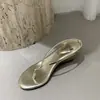 Primer Encuentro Ji Sandalias de Tacón Alto para Mujer Verano Ropa de Exterior 2026 Cuña Retro Doradas Chanclas Tira para el Dedo del Pie Correas Finas Romanas