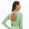 Camiseta de Yoga Tejido sin Costuras Espalda Bonita Ropa de Yoga Manga Larga Alta Elasticidad Ajustada Deporte Correr Ropa de Fitness