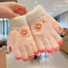 Guantes de Dedos Lindos para Niños Niñas Invierno Prueba de Frío Cálido Juego de Cinco Dedos Conjunto Completo de Dedos Tejido para Bebé Niños de Invierno
