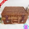 Caja de ratán retro extragrande para accesorios de fotografía caja de almacenamiento