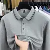 Camiseta de manga larga de algodón puro transfronteriza para hombre, a rayas, holgada, moderna, casual, versátil, tacto de alta gama, cuello con solapa, polo, camiseta para hombre