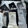 Meias femininas de outono e inverno, algodão puro, de comprimento médio, bordadas com laços, de cintura alta, modernas, respiráveis, simples, estilo universitário, meias da moda
