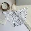 Calcinha de Seda de Gelo Sem Costura Peça Única Estampada de Cintura Baixa Triângulo para Meninas Jovens, Roupa Íntima Sexy Sem Costura com Fenda Alta e Pernas Longas