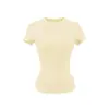 Top de Manga Corta con Cuello Redondo, Estilo Americano Lulu Similar, para Fitness, Camiseta de Verano Suave tipo Niebla, Súper Elástico, Súper Suave, Top Camiseta que Ceñe la Cintura