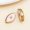 Cuentas espaciadoras de esmalte de ojo de la suerte de doble cara de acero inoxidable con cuentas estilo europeo y americano para accesorios de joyería hechos a mano DIY