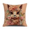 Funda de almohada con estampado de flores de gato y perro estilo pastoral funda de almohada de cintura de moda para oficina funda de almohada de lino para el hogar venta al por mayor