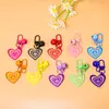 Llavero de campana con forma de corazón de purpurina de colores, colgante para bolso DIY, accesorio de campana con forma de corazón creativo, fabricante, venta al por mayor