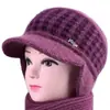 Sombreros de Otoño e Invierno para Mujeres de Mediana Edad y Mayores, Sombreros de Madre, Forrados de Felpa, Engrosados, Cálidos, Protección para los Oídos, Protección contra el Frío, Sombreros de Lana Tejidos para Señoras Mayores
