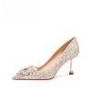 Sapatos de Casamento Femininos 2024 Novo Estilo Temperamento High-end Salto Agulha Francês Sapatos de Noiva Chinesa Salto Alto Vermelho