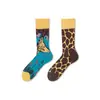 Calcetines de Moda Originales Asimétricos Estilo AB para Mujer Calcetines de Algodón de Verano Zhejiang Arte de Dibujos Animados Personalizado Calcetines de Algodón de Tubo Medio para Hombres y Mujeres