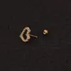 Pendientes de botón de flor creativos transfronterizos, nuevos, de acero inoxidable, con tornillo, para oreja de circonita femenina, clavos de hueso, comercio exterior, venta caliente, perforación