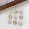 Colgante Hecho a Mano DIY de una Sola Cara con Zircón que Conserva el Color Chapado en Oro de 14K, Forma de Gota de Agua, Lazo, Abalorio Pequeño