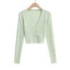 Garota gostosa sexy oco-out slim-fit protetor solar malha casaco com decote em V fino protetor solar malha cardigan para mulheres 2023