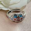 Anillo de esmalte estilo étnico vintage Piscis Ruyi para mujer, con filamento hueco y pegamento, estilo nacional, artístico y de moda.