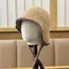 Nuevo Gorro de Cazador de Lana Suave Tejido, Lindo y Dulce, Estilo Coreano de Moda para Mujer, para Compras, Cálido, con Protección para las Orejas, con Cordones