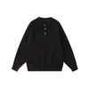 Roupas Vintage 25 Outono/Inverno Novo Retro Cor Sólida Gola Henley Suéter Casual de Alta Qualidade Versátil Pulôver Malha