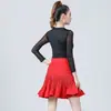 Ropa de Práctica de Danza Latina para Mujer, Disfraces de Baile para Adultos, Faldas con Flecos, Ropa para Examen de Arte, Faldas Medias, Faldas Cortas de Espina de Pescado, Faldas Largas