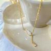 Nuevo collar de titanio para mujer con alas de concha blanca, estilo de lujo ligero, cadena para la clavícula simple y de nicho, accesorios exquisitos de celebridad de internet