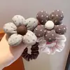 Goma para el pelo con lazo de tela para niñas, Banda elástica vintage de lunares y flores, Alta elasticidad, Suave con el cabello, Accesorio diario para el cabello de bebé