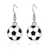 Pendientes de Aro de Moda Transfronterizos con Colgante de Pelota Deportiva, Pendientes con Gancho de Perla Dorada, Estilo de Verano 2024 Modernos y Lindos