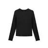 Camiseta Base de Trébol de Cuatro Hojas de la Suerte de Otoño ABOUTSEA para Mujer, Bendición de Buena Suerte, Camiseta de Manga Larga con Cuello Redondo Ajustada de Terciopelo Mousse