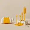 Cepillo para Biberón de Silicona para Bebé Set de Cepillos de Limpieza Especial para Bebé Portátil Cepillo para Chupón Varilla de Drenaje Vaso de Almacenamiento Soporte para Cepillos