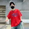 Camiseta de Verão de Manga Curta para Meninos 2026 Novo Estilo Infantil de Verão Gola Redonda Algodão Puro Meia-Manga Marca Tendência