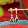 Yuebao Jewelry S925 Prata Esterlina Jade Retro Moda Luz Luxo Brincos Gourd Elegante All-match Zircon Incrustação Ear Clip