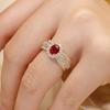 Corindón Rojo Huevo de Paloma Micro-incrustación de Diamantes de Alto Carbono Anillo Abierto de Diamantes Completo Anillo de Oro con Diamantes de Color Retro de Alta Gama para Mujer