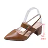 Sandalias de Tacón Grueso con Boca Baja para Mujer, Nuevo Estilo Coreano Verano 2026, Punta Cerrada Puntiaguda, Correa Única Zapatos Romanos