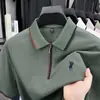 Camisa Polo Casual de Negocios para Hombre de Edad Media Estilo Nuevo Verano 2025 con Solapa de Seda de Morera Camiseta de Manga Corta de Color Sólido