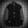 Moletom de Marca da Moda Masculino Costurado Gola Redonda Primavera & Outono Estilo Coreano Masculino Slim Jovem Casual Versátil Jaqueta Top Personalizada