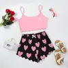 Conjunto de Pijama Camisola com Estampa de Coração e Shorts Estilo Europeu e Americano 2025 Estilo Puro Desejo