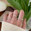 Anillo de Dedo de Plata Esterlina S925 Diseño Nicho de Lujo Ligero Anillo Doble de Amor Anillo Abierto Simple Personalizado de Moda para Mujer