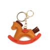 Cartoon Rocking Horse Bolsa Pingente Criativo PU Chaveiro Pequeno Trojan Pendurado Couro Cartoon Algodão Pônei Pingente