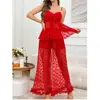 Comércio Exterior Transfronteiriço Estilo Europeu e Americano Lingerie Sexy, Camisola Feminina de Renda Transparente, Roupa de Dormir em Forma de Coração, Conjunto para Casa