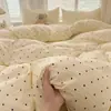 Juego de Cama de Cuatro Piezas de Algodón Lavado Supersuave Sábanas Clase A Fundas de Edredón Sábanas Ajustables Individual para Dormitorio de Estudiante Juego de Tres Piezas 4