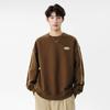 Suéter masculino jacquard geométrico outono e inverno nova marca de moda coreana listra lateral pulôver solto gola redonda fabricante