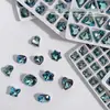 Taladro para uñas de diamante K9 de fondo puntiagudo azul indio, accesorios para taladro de uñas de diamante de vidrio cuadrado gordo copo de nieve corazón torcido, venta al por mayor de joyas