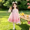 Conjunto de Vestido de Bolo Degradê de Manga Longa Outono para Meninas 2026 Novo Vestido de Princesa Infantil Conjunto de Duas Peças Moda Celebridade da Internet Roupas Infantis
