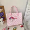 Popular em Estoque Sanrio Desenho Animado Fofo Xadrez Versátil Bolsa de Feltro Estudante Mãe Roupas de Trabalho Bolsa Tote