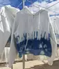 Conjunto Informal de Sudadera Gruesa y Pantalón de Chándal Azul Tie-Dye Hecho a Mano, Original, 100% Vegetal, Isatis Indigofolia, Moderno y Casual