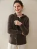 Nuevo Cárdigan de Cachemira para Mujer con Capucha Suelto de Punto Chaqueta Sudadera de Punto Otoño e Invierno Top Elegante para Mujer