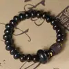 Contas de Ábaco de Ébano Pulseira DIY Pulseira Esculpida com Anel Corrente Contas Budistas Joias Masculinas e Femininas Rosário Ornamentos de Mão
