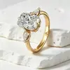 Anillo de Diamante Sintético para Mujer Corte Marqués Diamantes de Cultivo Incrustados Anillo de Compromiso Boda Simple Moda Estilo Lujo Ligero Transfronterizo